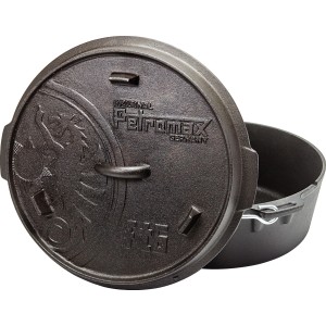 Petromax Dutch Oven FT6-T, 5,5 l, Schwarz, mit Deckel. Gusseisen Topf für Grill & Lagerfeuer.