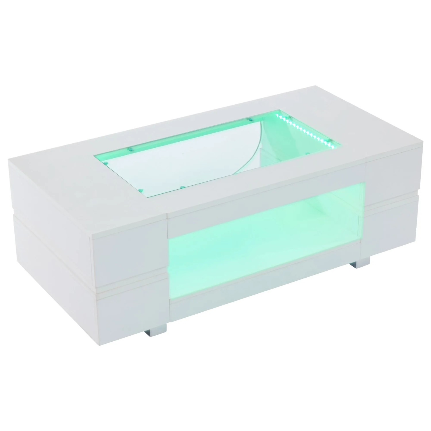 Okwish Couchtisch Mit Led Bluetooth App Steuerung Party Büro Wohnzimmer 100x50x35cm Weiß