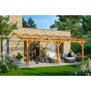 Skan Holz Terrassenüberdachung Venezia 648 x 289 cm Leimholz Eiche hell