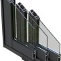 Detailansicht: Schiebetür mit ESG-Glas für Palmako Gartenhaus Andrea, grau.