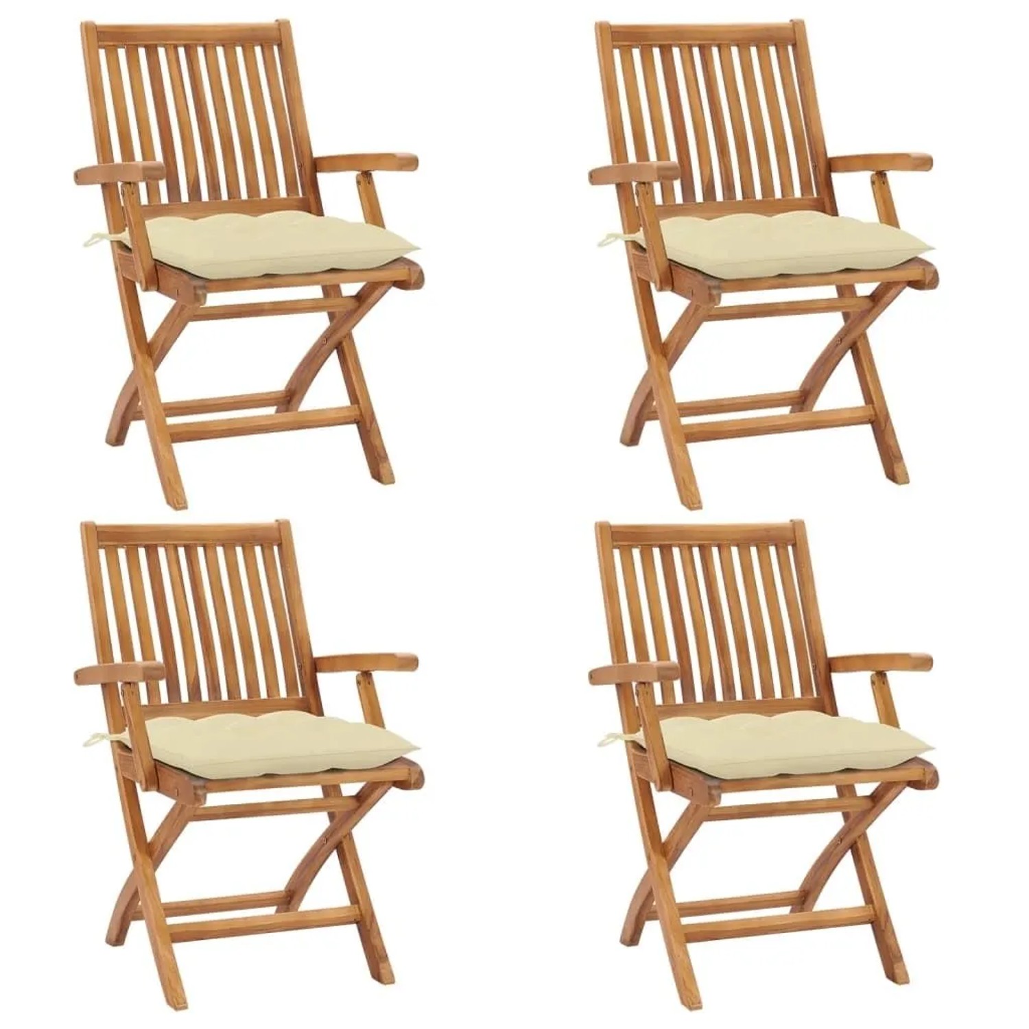 vidaXL Klappbare Gartenstühle mit Kissen 4 Stk Massivholz Teak 3072740 günstig online kaufen