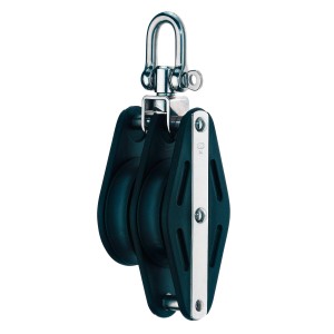 Seilflechter Block mit 2 Rollen, Wirbel und Hundsfott, geeignet für 10 mm Seile.