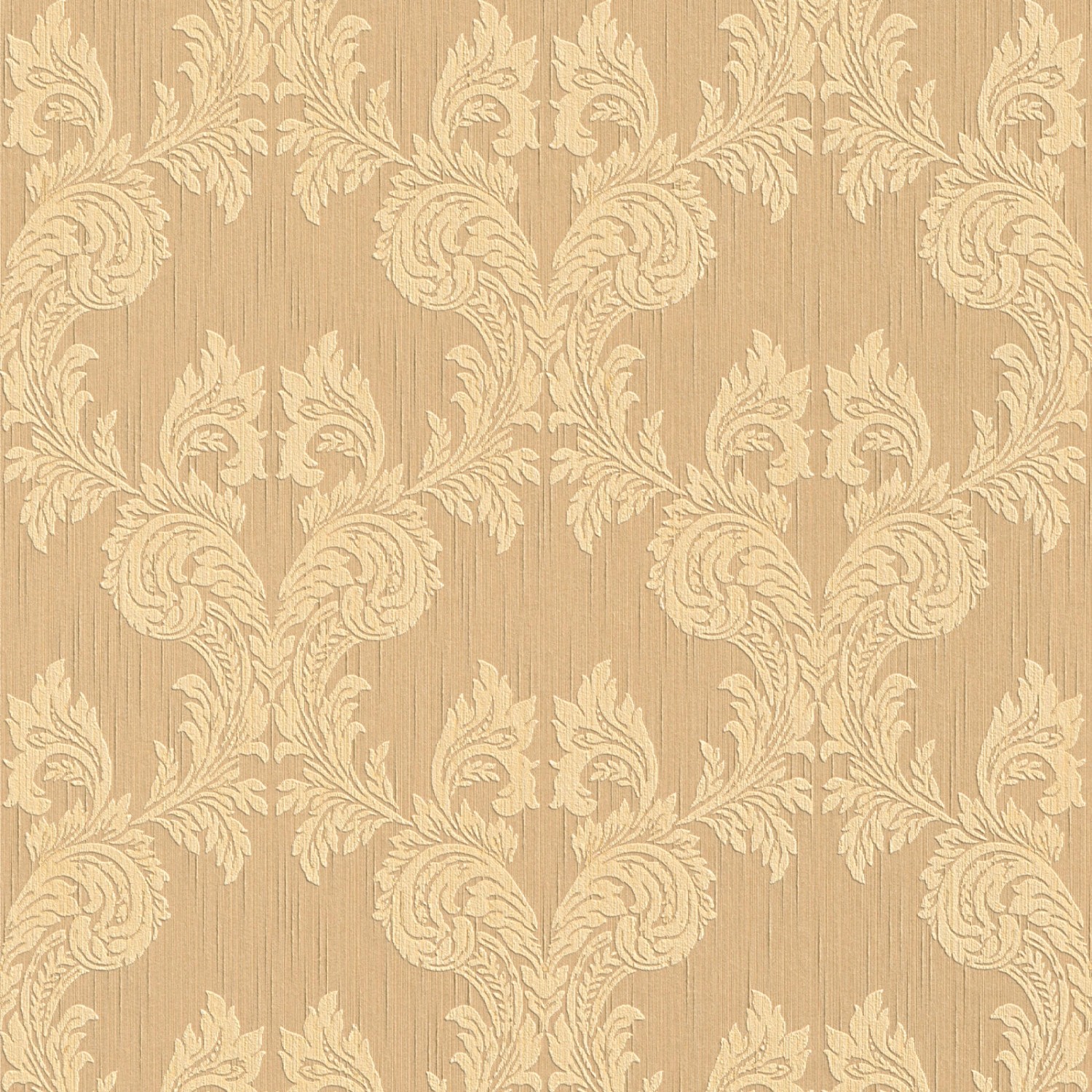 Bricoflor Ornament Tapete Gold Braun Rokoko Vliestapete mit Textil Muster für Wohnzimmer und Esszimmer Elegante Vlies Te