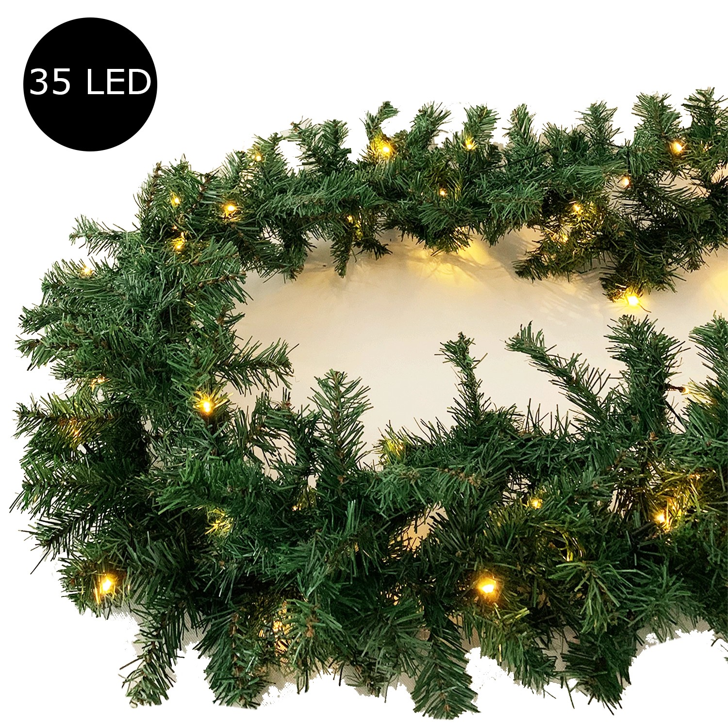 Mojawo 35 LED Girlande Beleuchtet Tannengirlande Lichterkette 270 cm Batterie Außen_4
