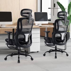 Costway Bürostuhl, ergonomisch, mit verstellbarer Lendenstütze, schwarz.