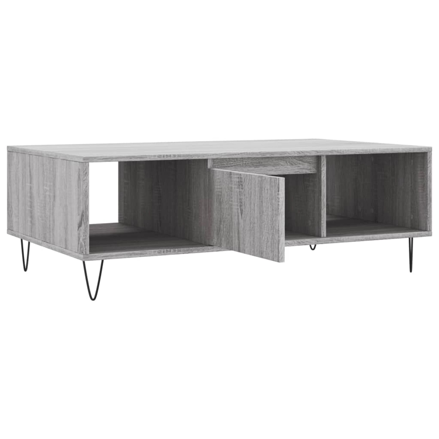 vidaXL Couchtisch Grau Sonoma mit Fächern und Eisengestell