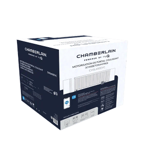 Verpackung des Chamberlain Schiebetorantrieb CHSL400EVC für Tore bis 4m Breite.