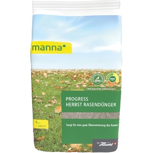 Verpackung Manna Progress Herbst Rasendünger 5 kg für vitalen Rasen im Herbst.