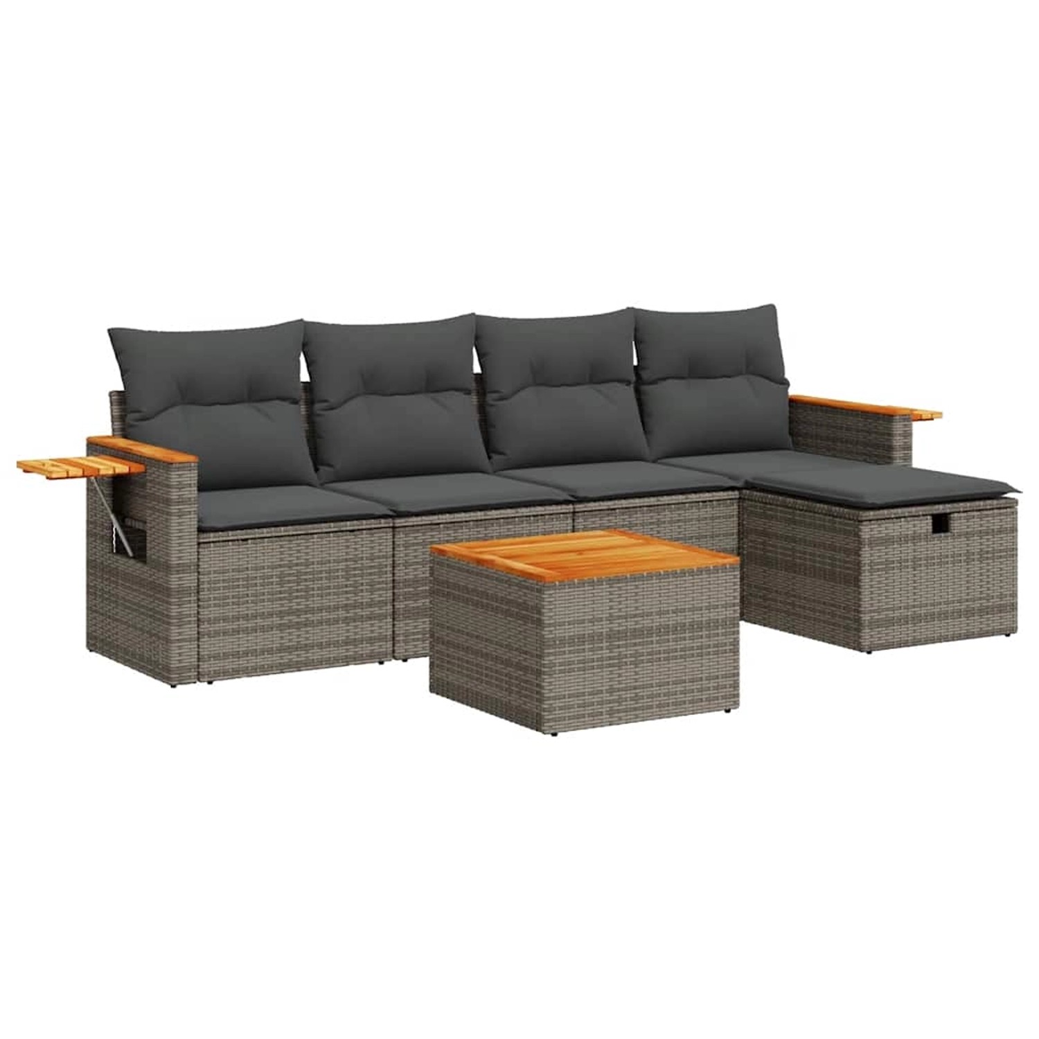 vidaXL 6-Tlg Garten-Sofagarnitur mit Kissen Grau Poly Rattan 3325966 günstig online kaufen