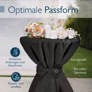Beautissu Premium Stehtischhusse ø 80cm Schwarz