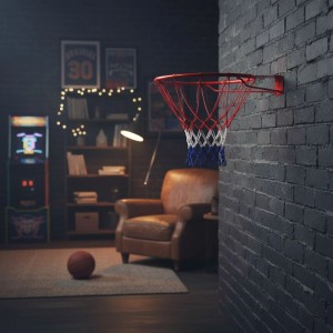 Relaxdays Basketballkorb Eisen Orange Wandmontage 45 cm 1,5 kg