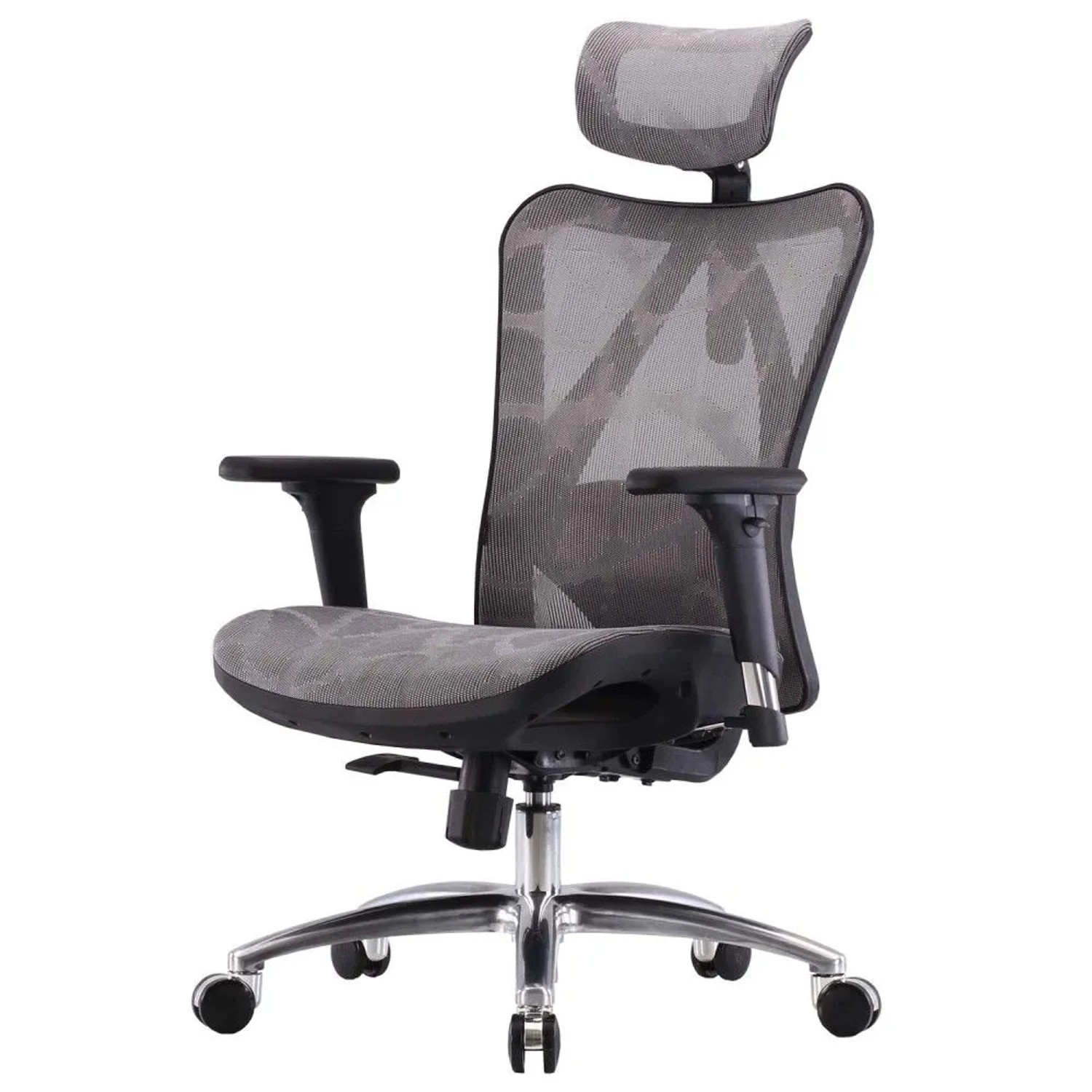 MCW Bürostuhl J87 Schreibtischstuhl Ergonomisch Verstellbare Armlehne 150kg Belastbar Bezug Grau Gestell Schwarz