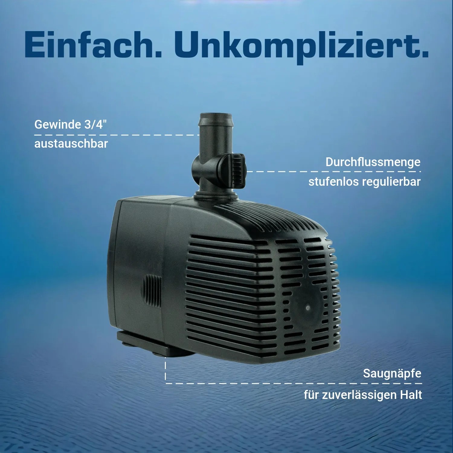 Kerry Electronics Teichpumpe, 1500 l/h, 25W. Leise Aquariumpumpe für Teich oder Springbrunnen.