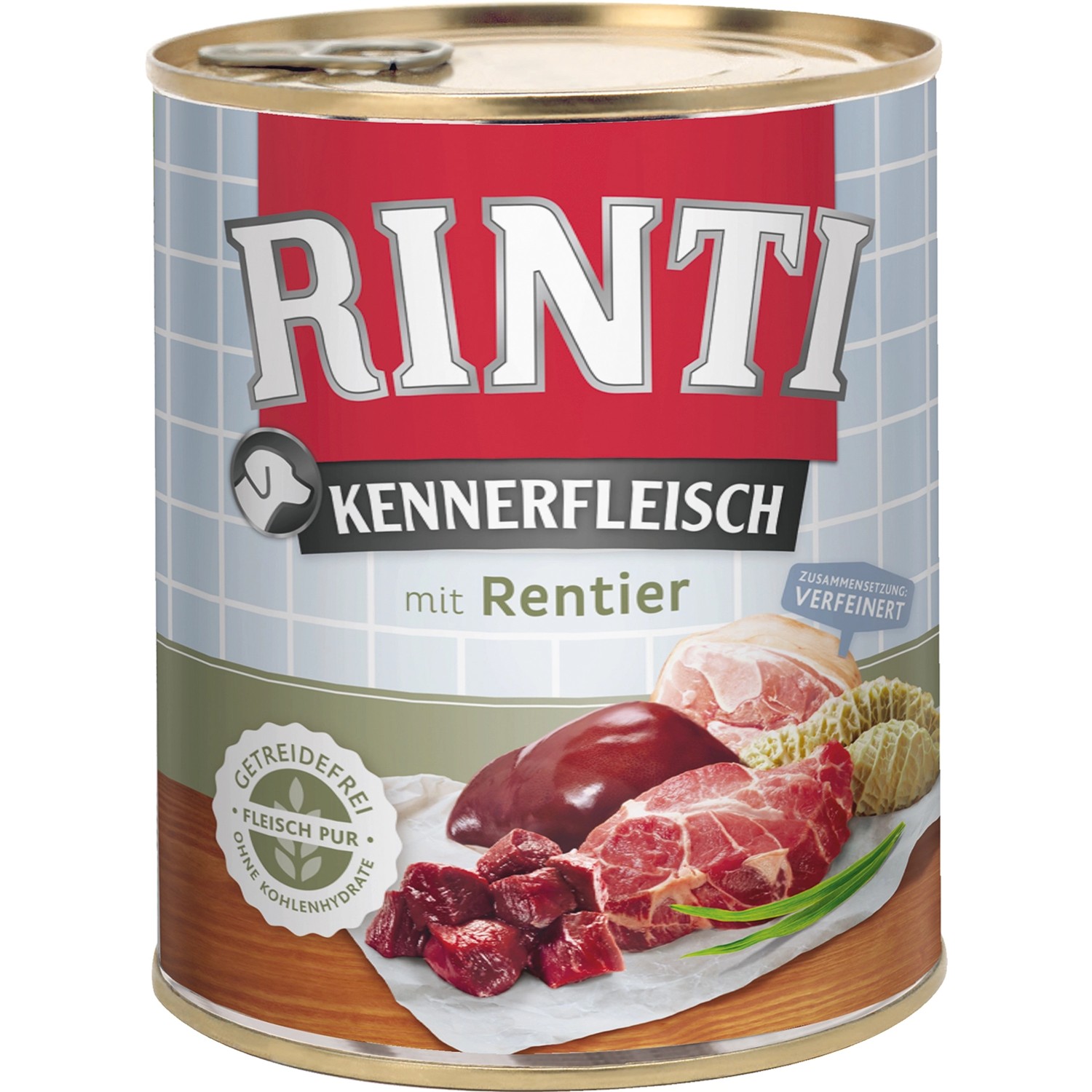 Rinti Hunde-Nassfutter Kennerfleisch Rentier 800 g