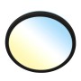 Schwarze, flache Briloner LED-Deckenleuchte Kada mit einstellbarer Farbtemperatur.