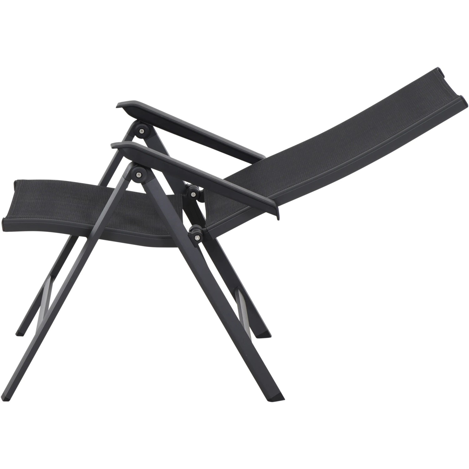 Siena Garden Klappsessel Tesoro, anthrazitfarben, mit verstellbarer Rückenlehne und Aluminiumgestell.