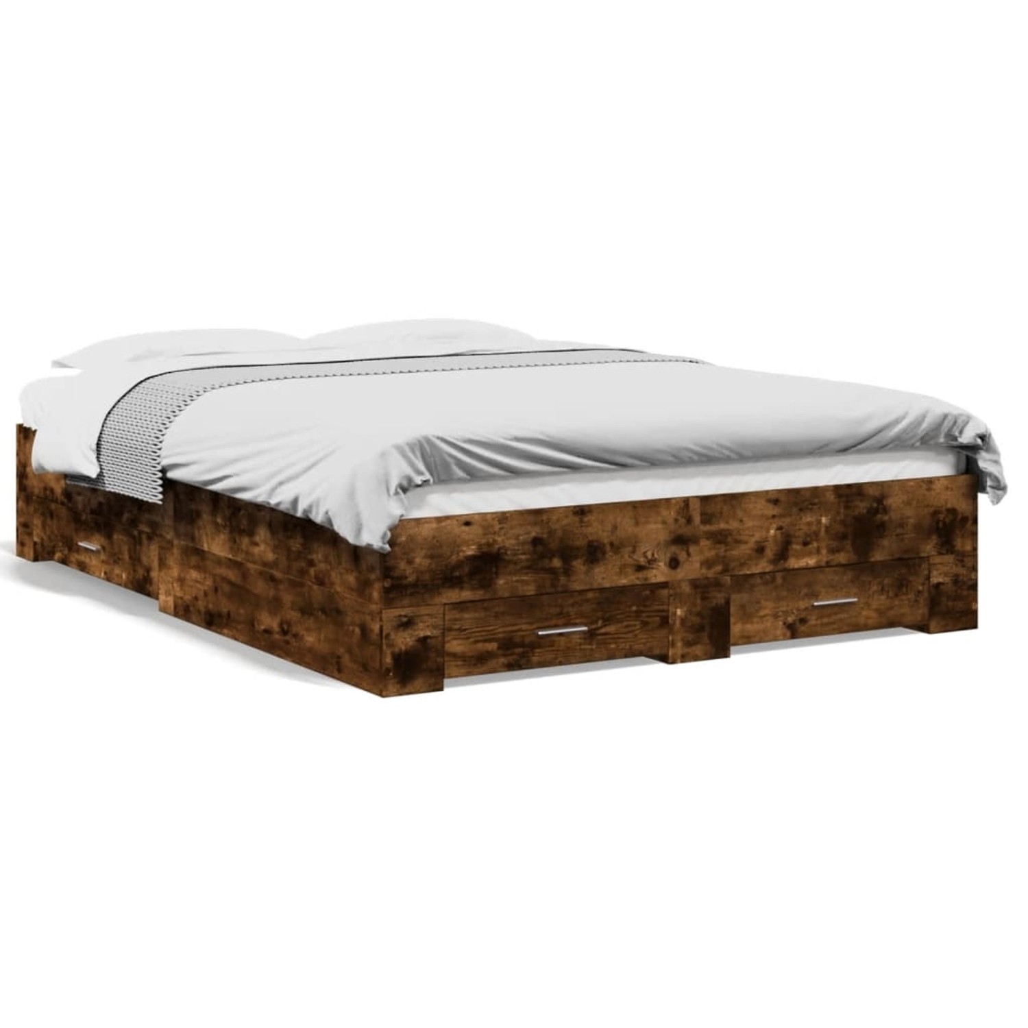 vidaXL Bettgestell mit Schubladen Räuchereiche 120x200cm Holzwerkstoff 3280 günstig online kaufen