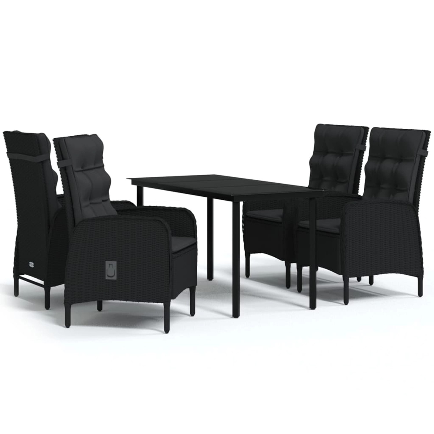vidaXL 5-Tlg Garten-Essgruppe mit Kissen Schwarz 3099355 günstig online kaufen