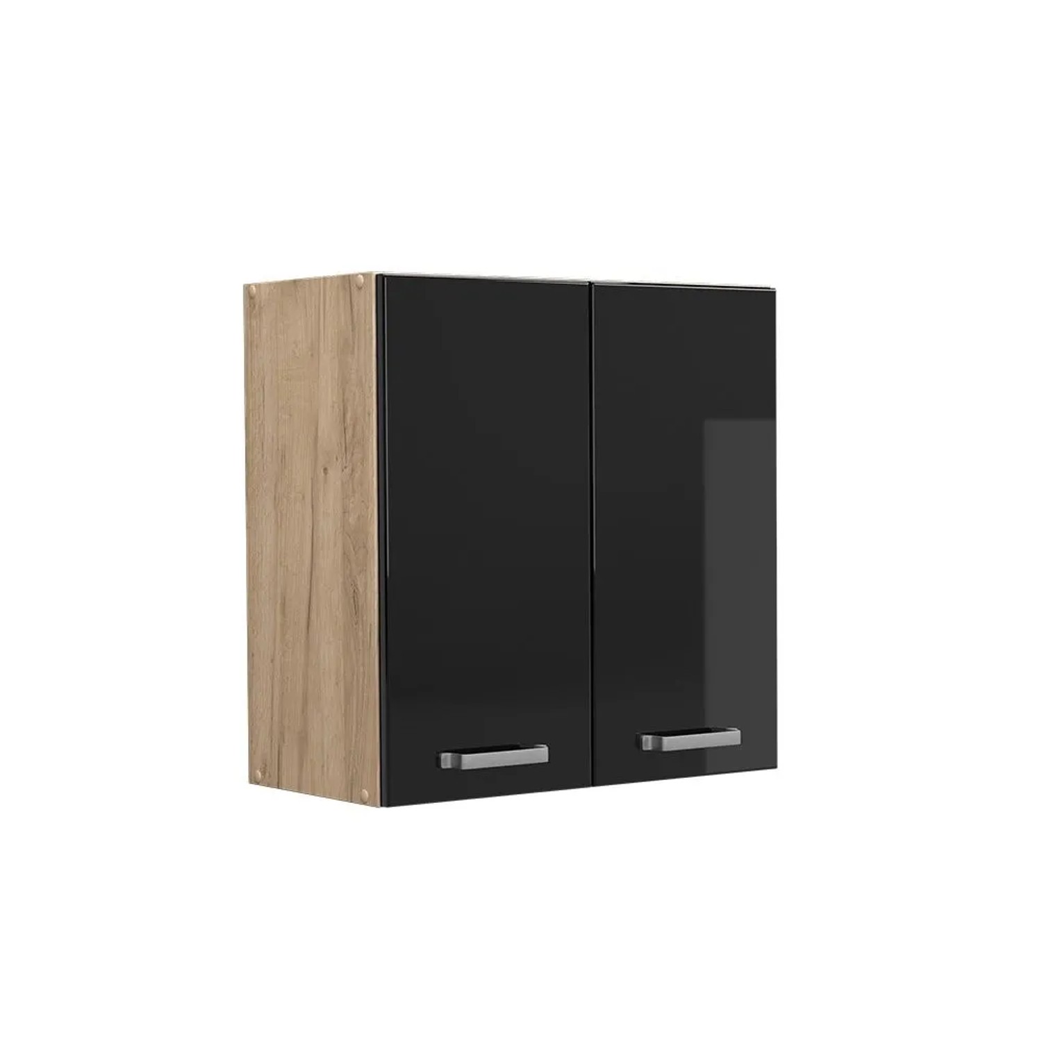 Vicco Hängeschrank R-Line Hängender Küchenschrank Schwarz Hochglanz Goldkraft Eiche 60 cm