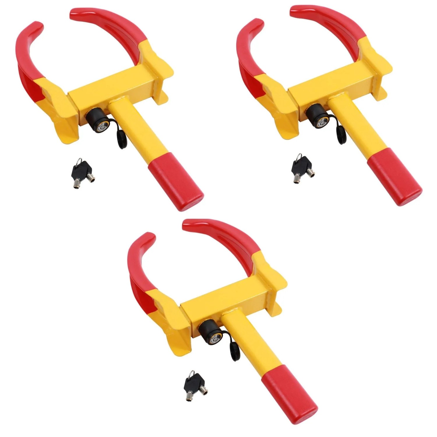 TRUTZHOLM 3er Set Parkkralle mit Sicherheitsschloss Reifenbreite 17 bis 27,5 cm mit je 2 Schlüsseln