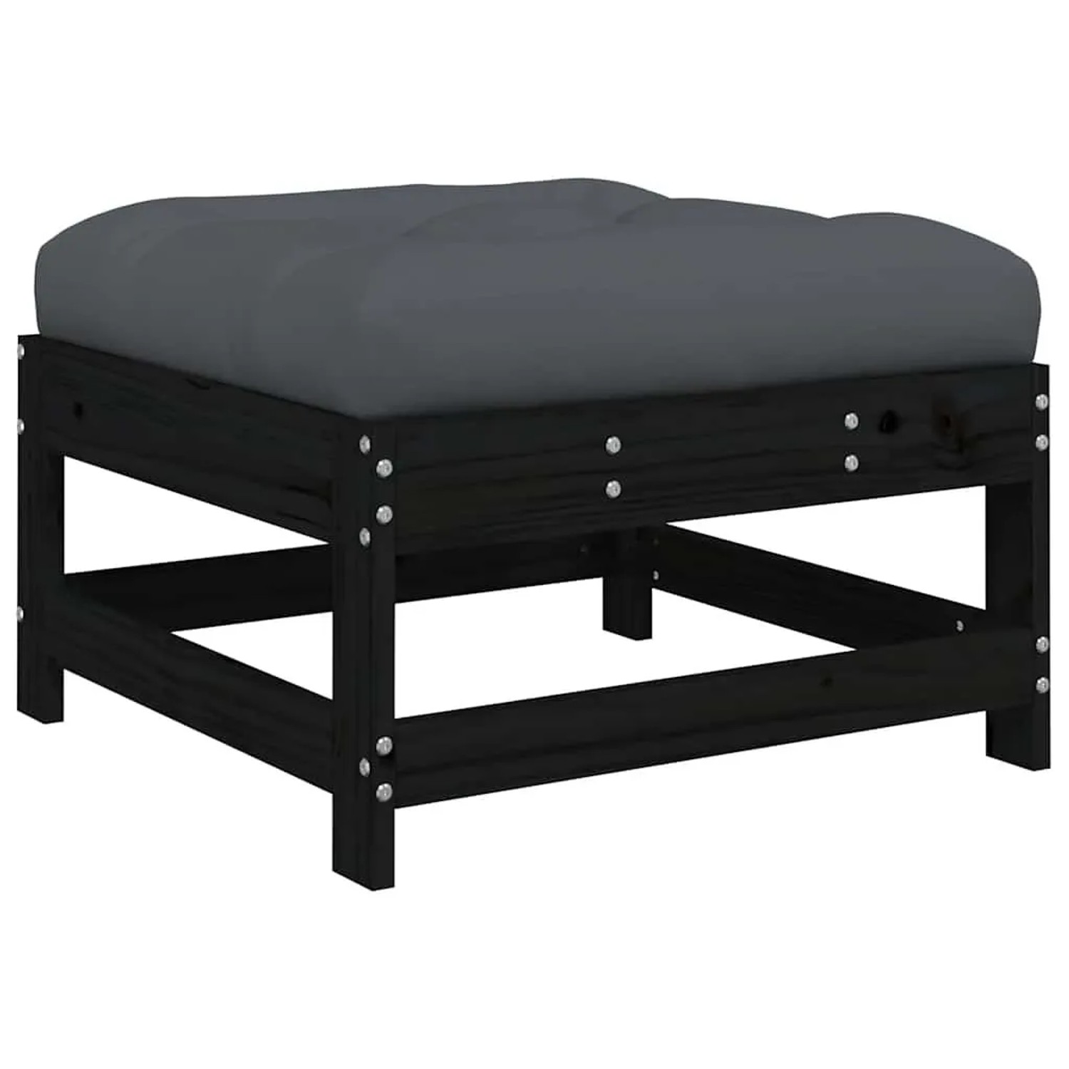 vidaXL Gartenhocker mit Kissen Schwarz Massivholz Kiefer 825559