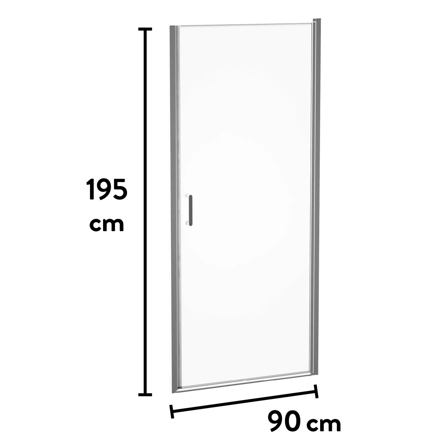 baliv Dusch-Schwingtür DUK-90.60T, 90x195 cm, Chrom, für Eckdusche, U-Form und Nischeneinbau.