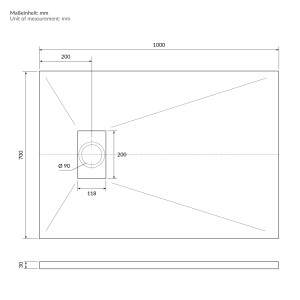 LuxeBath Duschwanne 100x70 cm Schwarz mit Ablaufgarnitur aus SMC H:3cm
