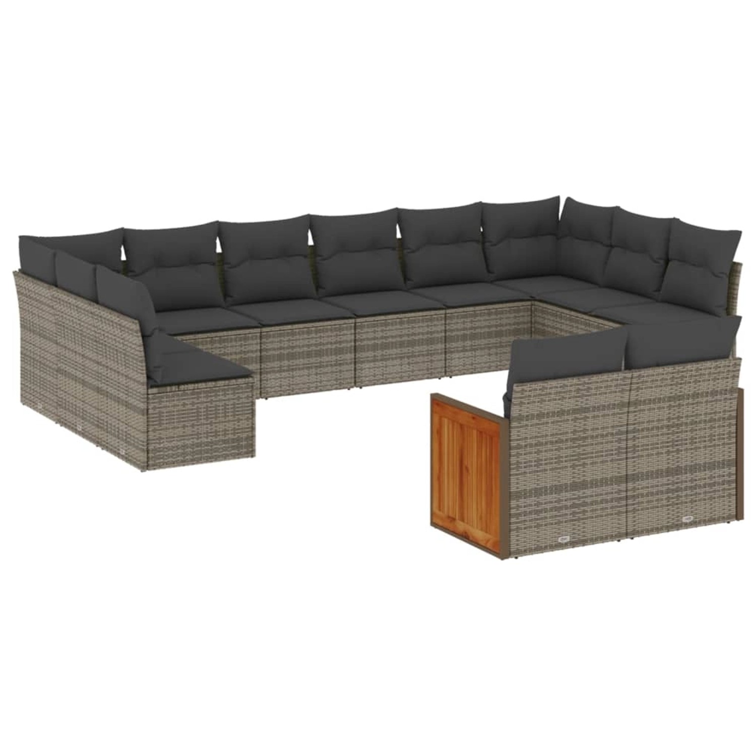 vidaXL 12-Tlg Garten-Sofagarnitur mit Kissen Grau Poly Rattan 3228125 günstig online kaufen