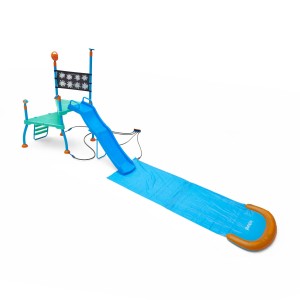 Plum Water Park Shower Tower Outdoor-Spielcenter Kinder 4 Wasserspiel-Extras Rutsche Wasserrutschbahn Blau