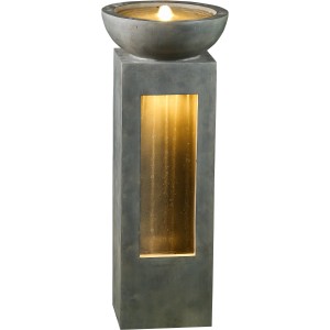 Silex Kunststeinbrunnen Bowl, 101cm hoch, mit LED-Beleuchtung für Garten und Balkon.