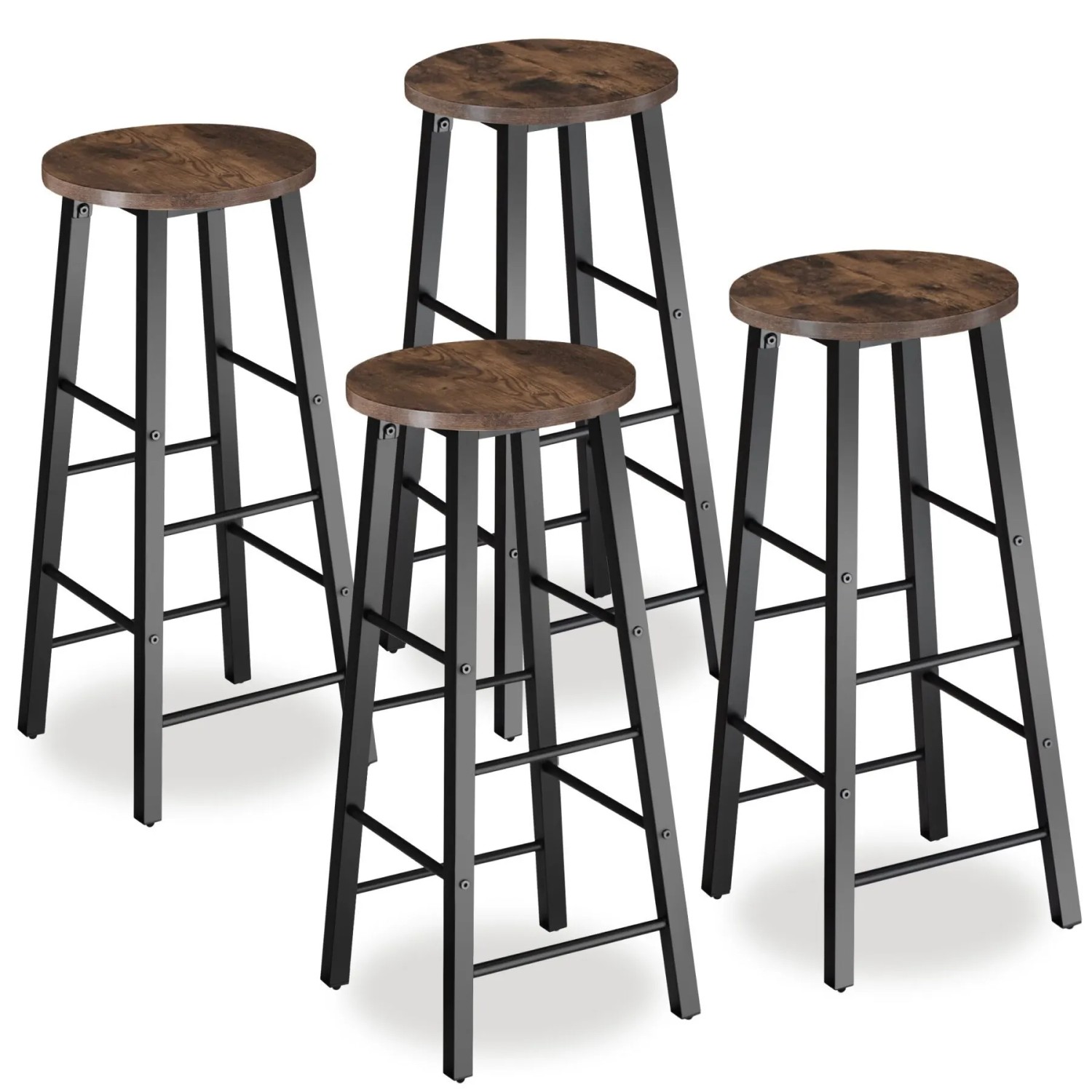 Tectake Set Barhocker Keynes Industrial Style Holz und Stahl  31 x 31 x 72 50 cm Industrial Holz Dunkel  Rustikal