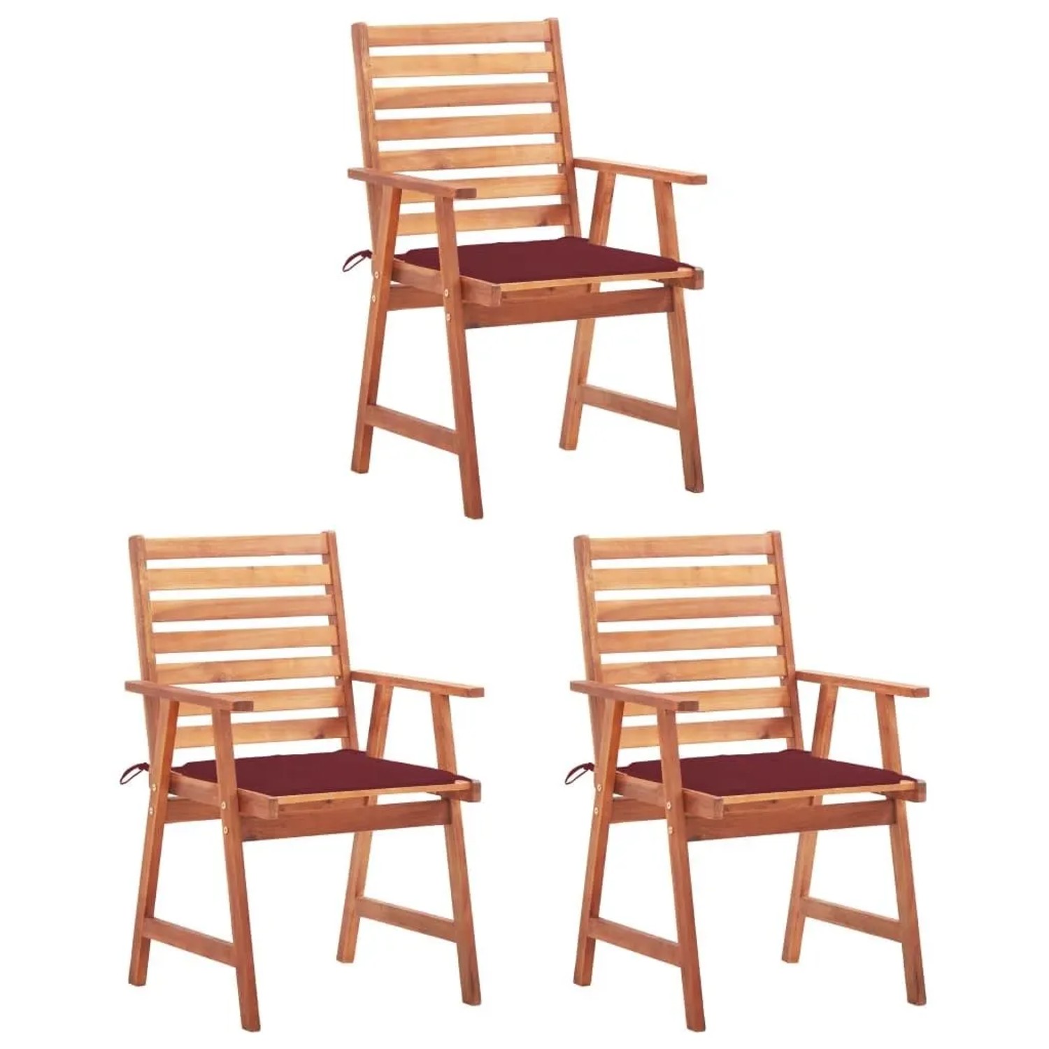 vidaXL Garten-Essstühle 3 Stk mit Kissen Massivholz Akazie 3064356