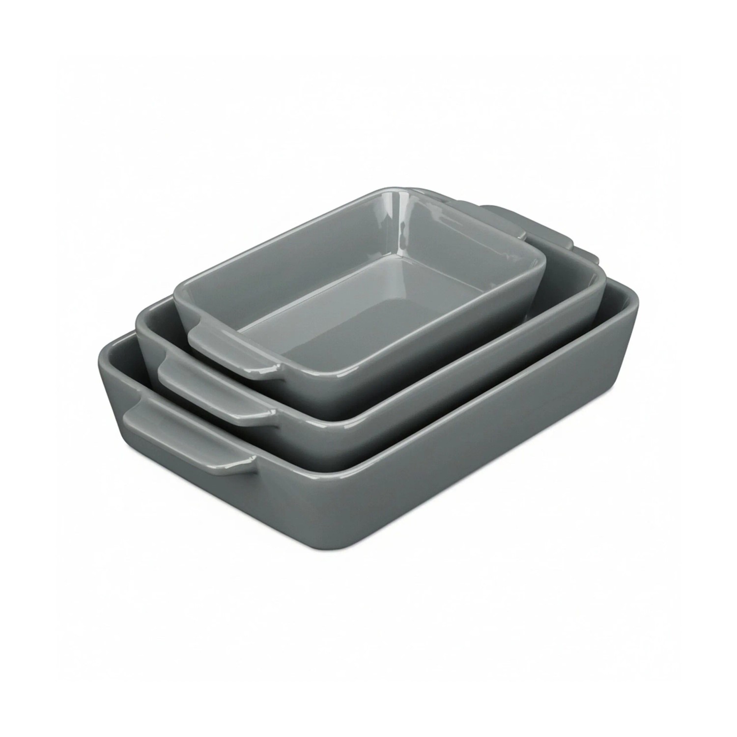 Relaxdays Auflaufform Set Keramik Grau Spülmaschinengeeignet
