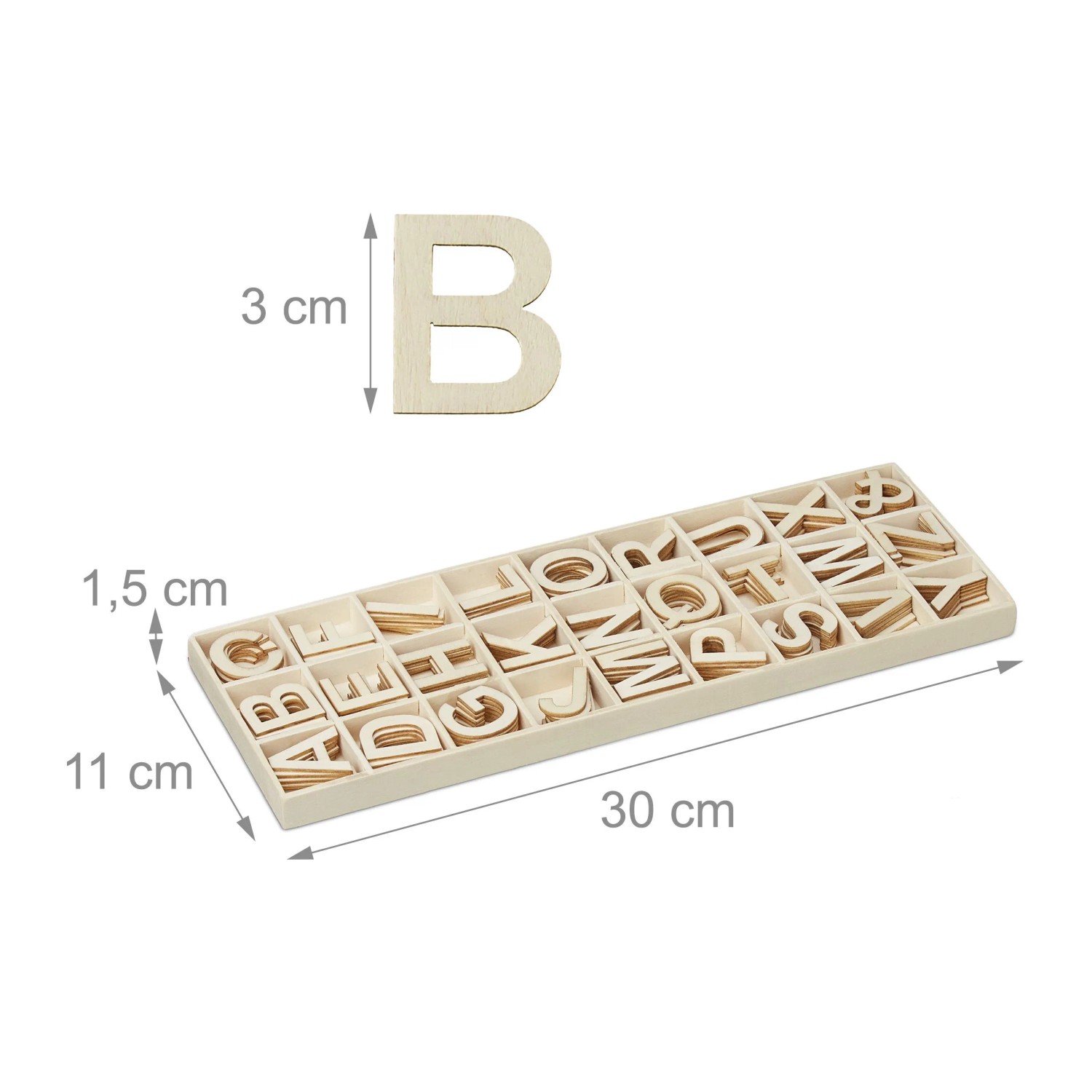 Relaxdays Buchstaben Set Holz Natur 3 cm 130 g_4