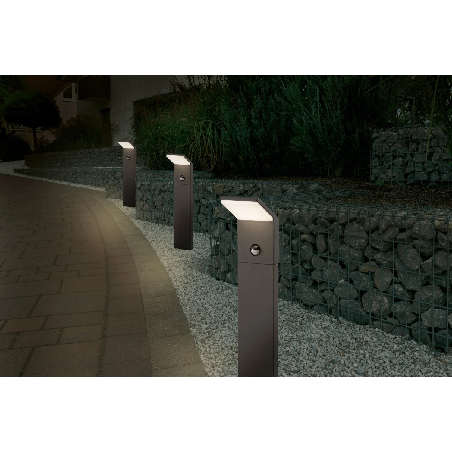 LED Wegeleuchte in Anthrazit und Weiß 9W 900lm IP54 50cm mit Bewegungsmelder