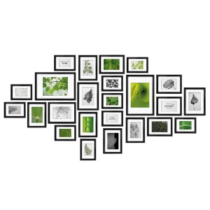 Bomoe Nature Bilderrahmen Set, 24-teilig, MDF Schwarz, für Collagen und Fotos.