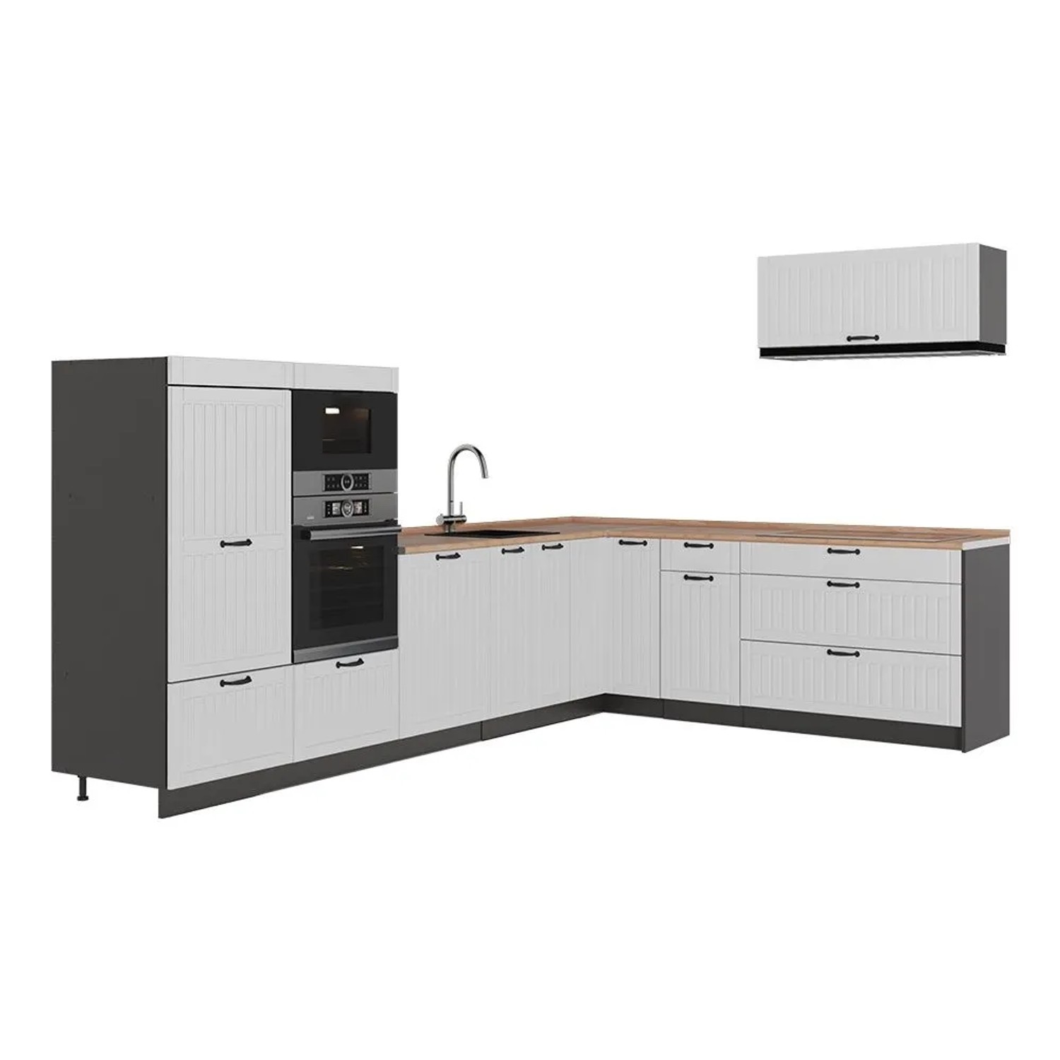 Vicco Eckküche Fame-Line Weiß Landhaus/Anthrazit 327 x 154 AP Eiche Art Nr 64377