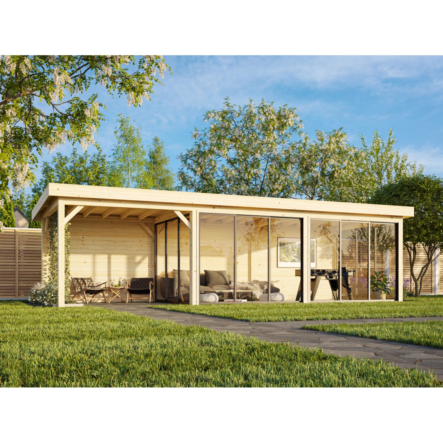 Palmako Pavillon Lenna Set 418 Slide 876 x 300 cm Lackiert Weiß FSC® günstig online kaufen
