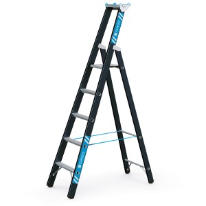Zarges SL Stehleiter Megastep S5 mit 5 Sprossen, Aluminium, für sicheren Stand.