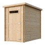 Timbela Holz-Gartenhaus M306A+M306G mit Boden, 2,63 m², unbehandeltes Holz, Flachdach.