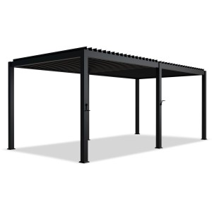 Anthrazitfarbene Juskys Pergola Lamellendach Tahiti 3x5,9m für Terrasse & Garten.