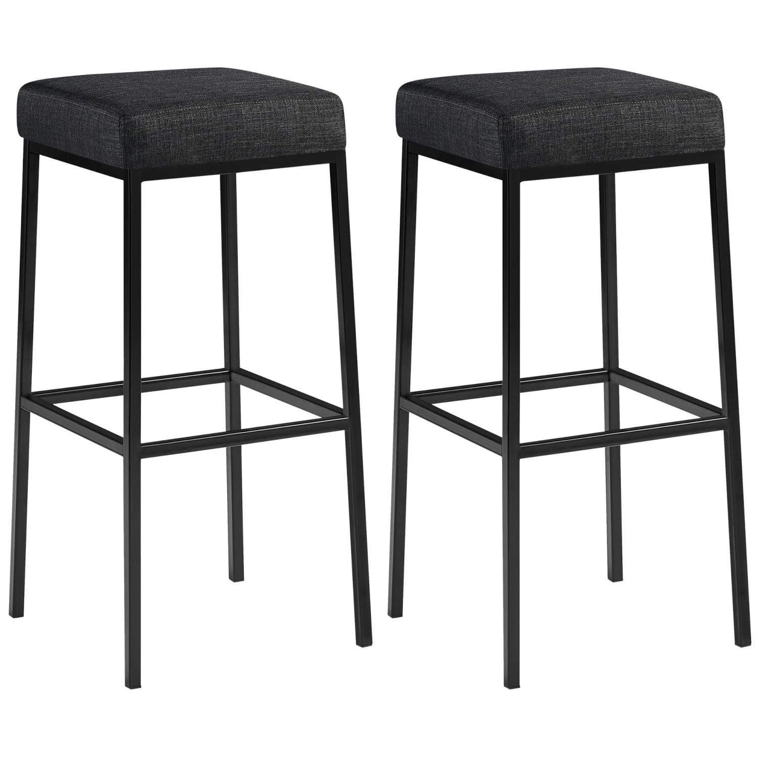 DELUKE 2er Set Barhocker BIDAN Stoff Dunkelgrau 37x37x83cm Barstuhl Mit Lehne Tresenhocker Tresenstuhl