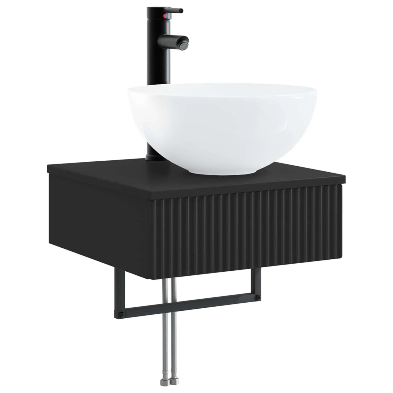 vidaXL Wandmontiertes Waschbecken Schwarz 40 x 41 x 40,5 cm 890179
