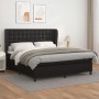 Schwarzes vidaXL Boxspringbett (160x200 cm) mit Kunstlederbezug und Matratze.