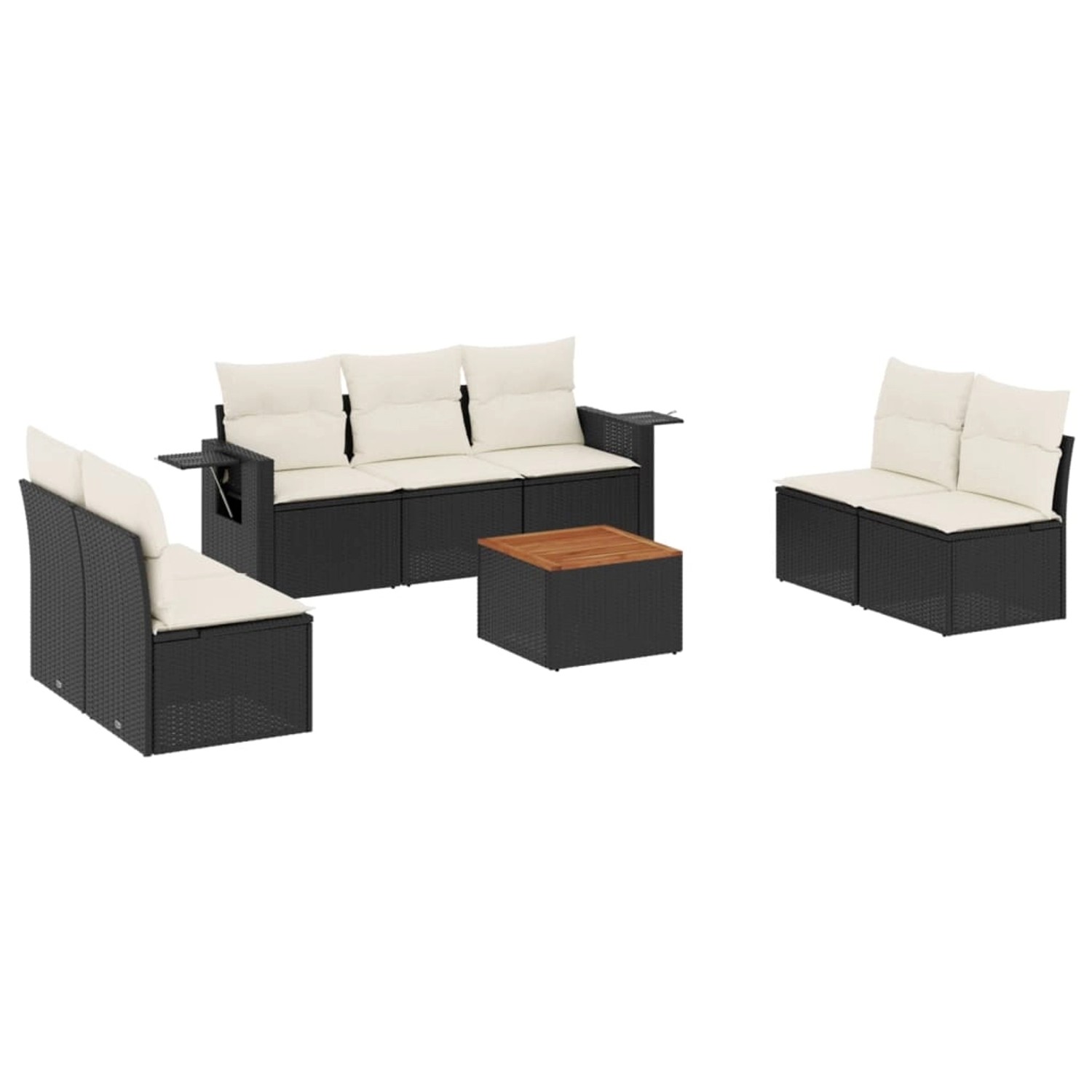 vidaXL 8-Tlg Garten-Sofagarnitur mit Kissen Schwarz Poly Rattan 3256847 günstig online kaufen