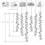 LED Lichtervorhang mit 480 warmweißen LEDs, 8 Modi, für Innen & Außen, Weihnachtsbeleuchtung.
