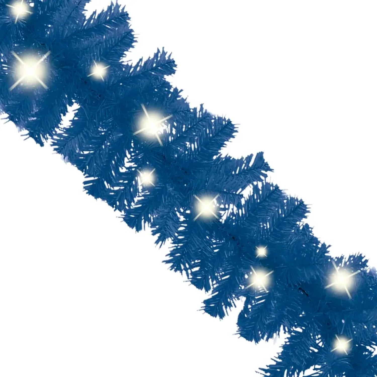 Blaue 10 m LED-Weihnachtsgirlande aus PVC mit funkelnden Lichtern. Perfekte Weihnachtsdekoration für festliche Stimmung.