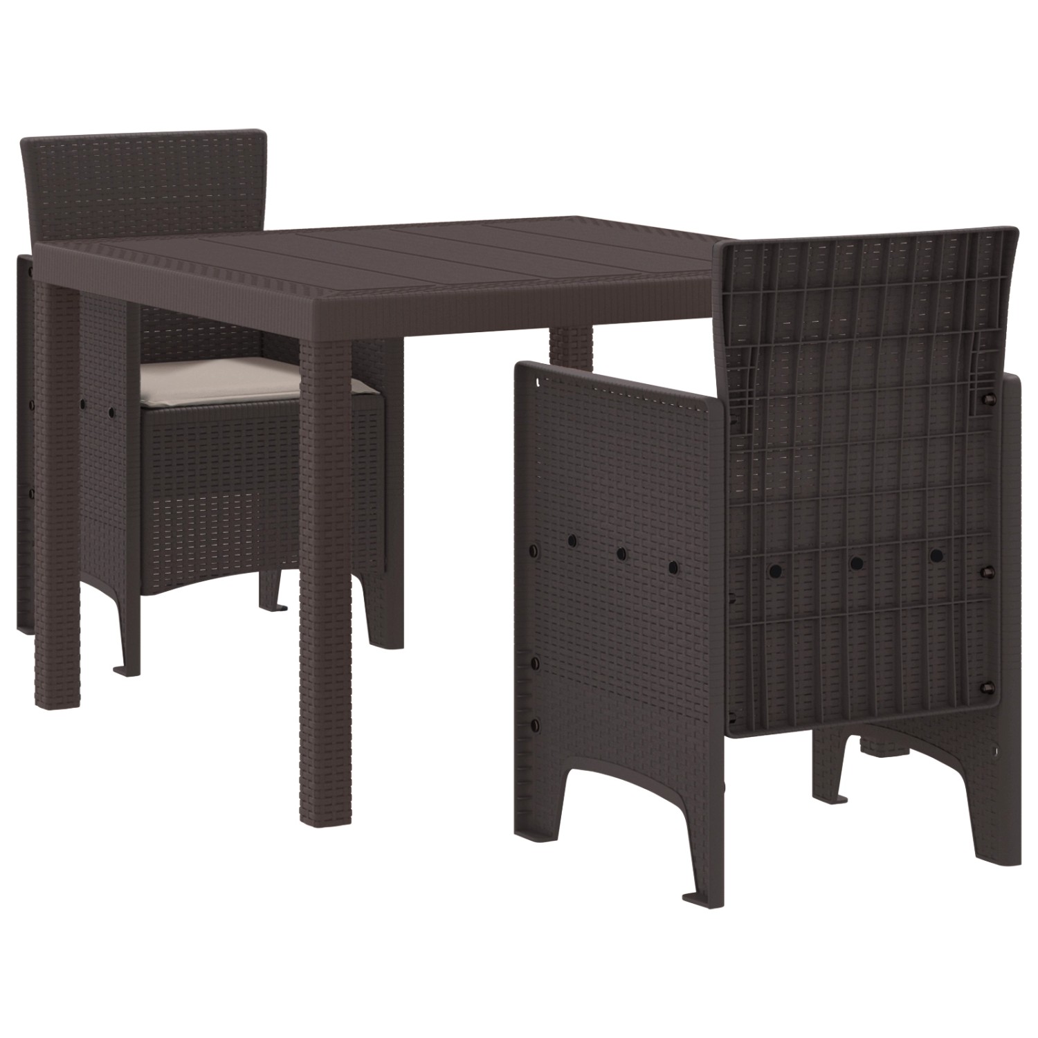 vidaXL 3-tlg Garten-Essgruppe mit Kissen Braun Poly Rattan 3378678 günstig online kaufen