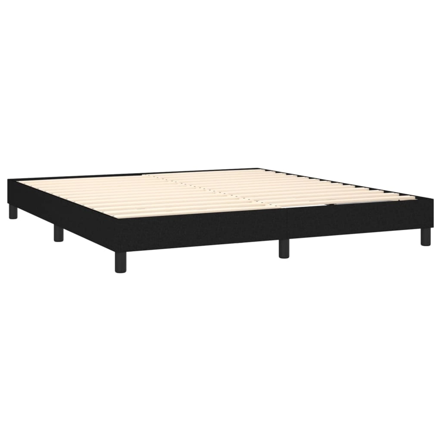 Schwarzes vidaXL Boxspringbett 160x200 cm mit Lattenrost, ohne Matratze.