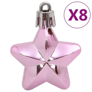 Rosa Weihnachtsstern aus dem 111-tlg. Weihnachtskugel-Set. Glänzend, mit Aufhänger.